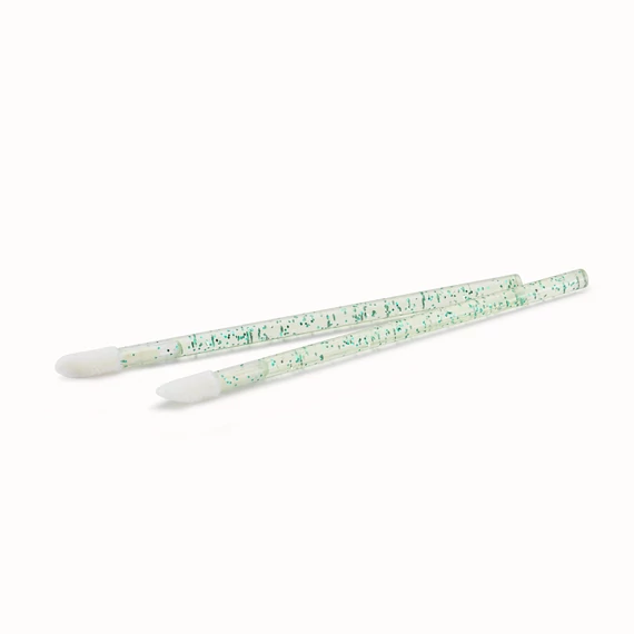 Szöszmentes applikátor pálca. - Csillámos-Zöld, 20db