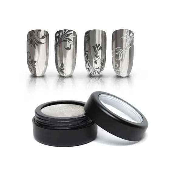MO Körömdísz chrome por ezüst szemcsés